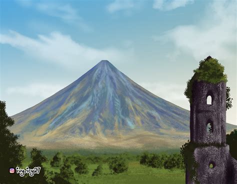 Drawing The Mayon Volcano Eruption .